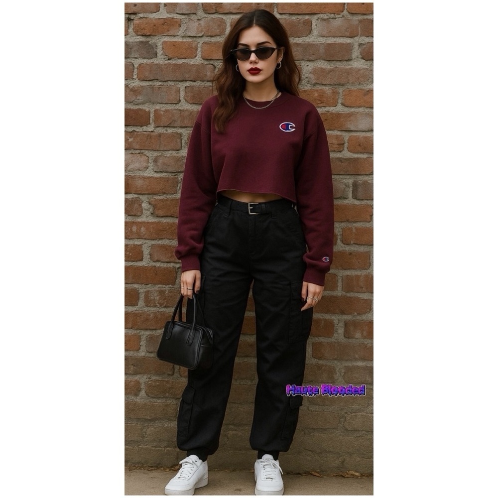 Vintage 90s Champion Sweatshirt Reverse Weave Cropped Big C egirl ALT y2k Grunge